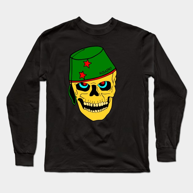 Cool New York City Gangster Skull Design by Milaino Long Sleeve T-Shirt by Milaino